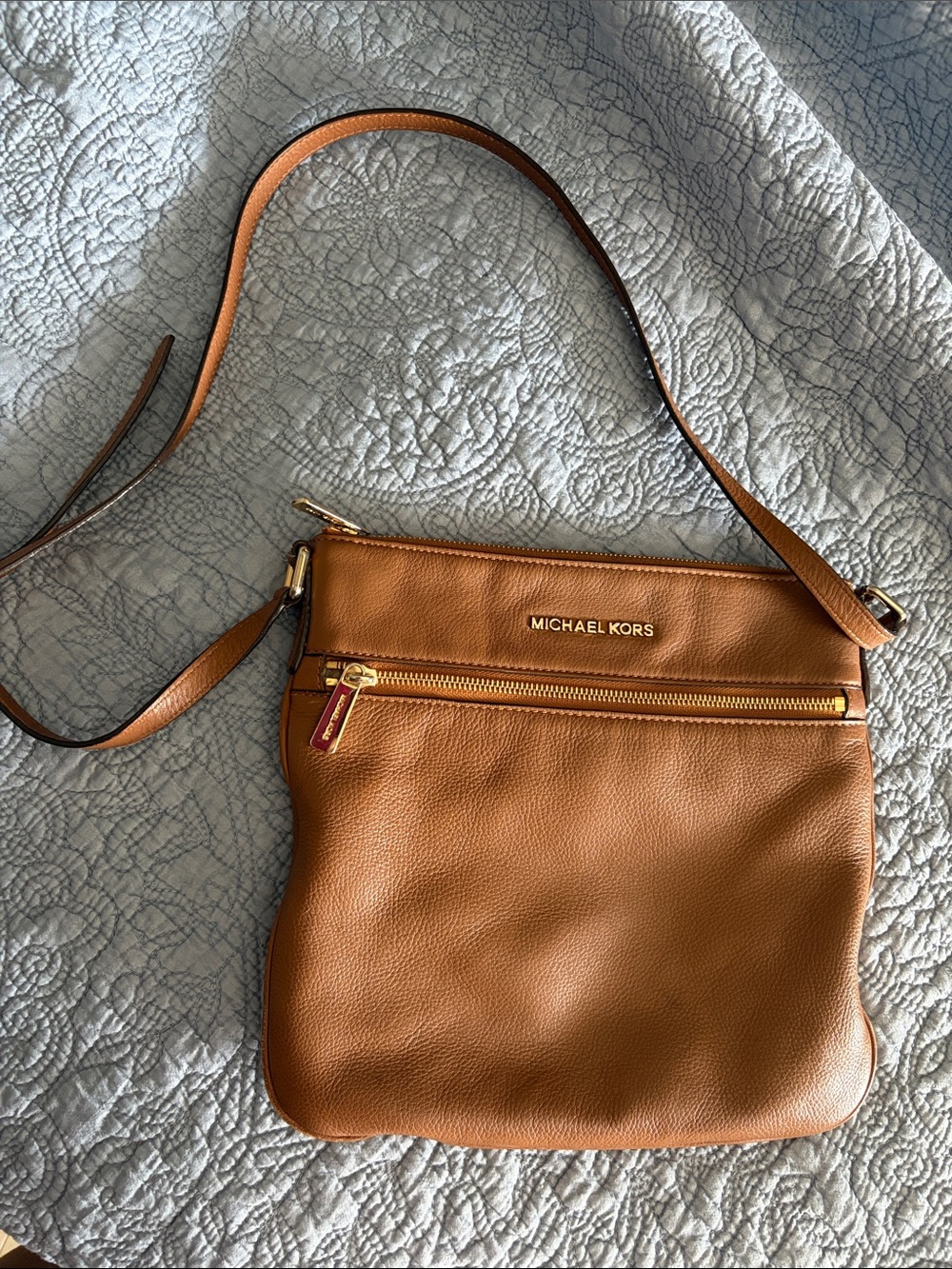 Michael Kors Tan Leather Crossbody with Gold Hardware
